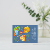 Woodland Fun blue Kinder Party Planner Visitekaart Visitekaartje (Staand voorkant)