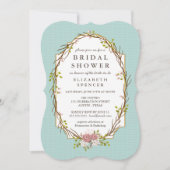 Woodland Garden Wreath Bridal Shower Uitnodiging (Voorkant)