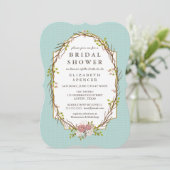 Woodland Garden Wreath Bridal Shower Uitnodiging (Staand voorkant)