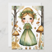 Woodland Garland Fairy Flat Aankondiging Kaart