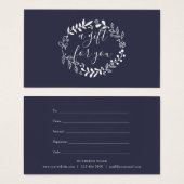 Woodland Garland Navy Blue Gift Certificate Visitekaartje (Voorkant /achterkant)