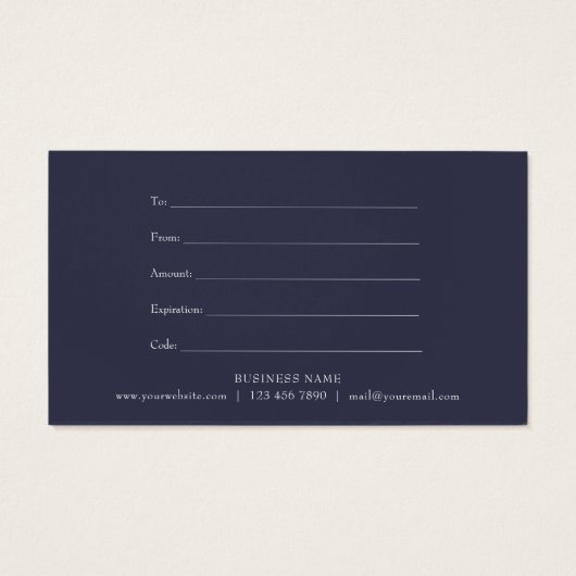Woodland Garland Navy Blue Gift Certificate Visitekaartje (Achterkant)