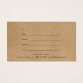 Woodland Garland Rustic Kraft Gift Certificate Visitekaartje (Achterkant)