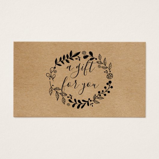 Woodland Garland Rustic Kraft Gift Certificate Visitekaartje (Voorkant)