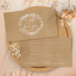 Woodland Garland Rustic Kraft Gift Certificate Visitekaartje