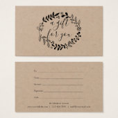 Woodland Garland Rustic Kraft Gift Certificate Visitekaartje (Voorkant /achterkant)