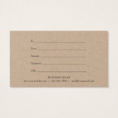 Woodland Garland Rustic Kraft Gift Certificate Visitekaartje (Achterkant)