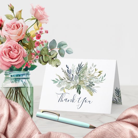 Woodland gebladerte Dank u Bedankkaart