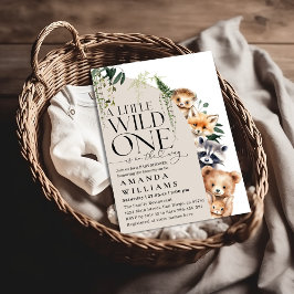 Woodland Gender Neutral Wild One Baby shower Kaart