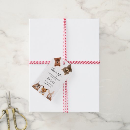 Woodland Genderneutraal Baby shower Cadeaulabel (Met Touw)