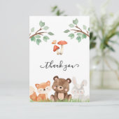 Woodland Genderneutraal Baby shower Dank u wel Bedankkaart (Staand voorkant)