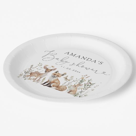 Woodland Genderneutraal Baby shower Papieren Bordje (Gekanteld)