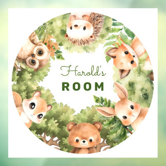 Woodland gepersonaliseerde baby boy kamer raamsticker