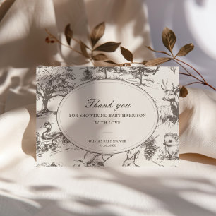 Woodland Geschetste Allover Print Baby Borrel Bedankkaart