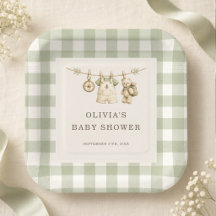 Woodland Gingham Saliegroen Baby Shower