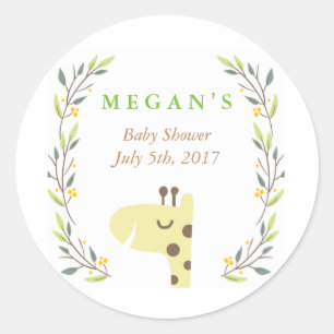 Woodland Giraffe Baby shower Favor Sticker