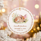 Woodland Girl Baby Birth Stats Photo Christmas Keramisch Ornament