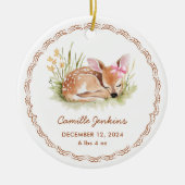 Woodland Girl Baby Birth Stats Photo Christmas Keramisch Ornament (Voorkant)