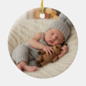 Woodland Girl Baby Birth Stats Photo Christmas Keramisch Ornament (Achterkant)