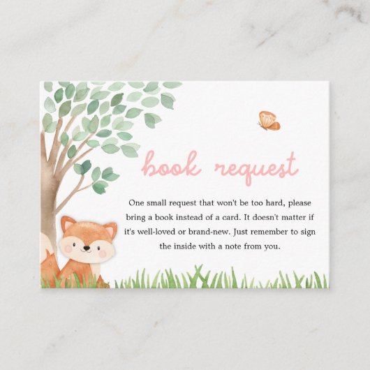 Woodland Girl Baby shower Book Request Informatiekaartje (Voorkant)