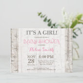 Woodland Girl Baby shower Invitation Rustic Kaart (Staand voorkant)