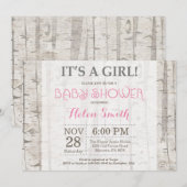 Woodland Girl Baby shower Invitation Rustic Kaart (Voorkant / Achterkant)
