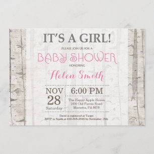 Woodland Girl Baby shower Invitation Rustic Kaart