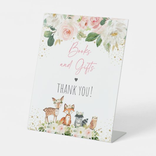 Woodland Girl Books & Gifts Baby shower Reclamebord Met Voetstuk (Voorkant)