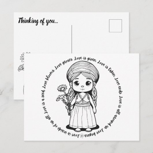 Woodland Girl met Daisies Briefkaart (Voorkant / Achterkant)