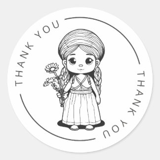 Woodland Girl with Daisies - Dank u Stickers