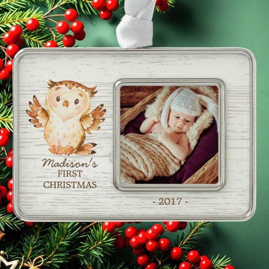 Woodland Girls Baby's 1e kerstfoto Ornament