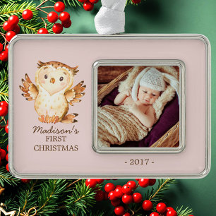 Woodland Girls Baby's 1e kerstfoto Ornament