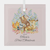 Woodland Girls Baby's 1e Kerstmis Glas Ornament (Voorkant)