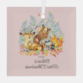 Woodland Girls Baby's 1e Kerstmis Glas Ornament (Achterkant)