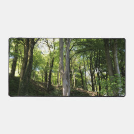 Woodland Glade Dappled in zonlicht op een Bureaumat