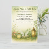 Woodland Glow Baby Shower Invitation | Firefly Jar Kaart (Staand voorkant)