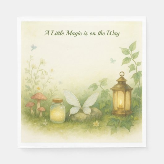 Woodland Glow Baby Shower Invitation | Firefly Jar Servet (Voorkant)