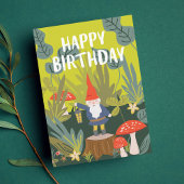 Woodland Gnome Birthday Wish Kaart