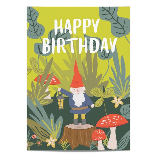 Woodland Gnome Birthday Wish Kaart