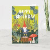 Woodland Gnome Birthday Wish Kaart (Voorkant)