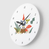 Woodland Gnome en Mushroom Wall Clock Grote Klok (Hoek)