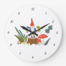 Woodland Gnome en Mushroom Wall Clock