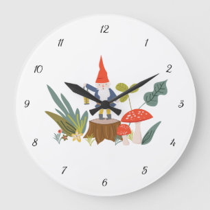 Woodland Gnome en Mushroom Wall Clock Grote Klok