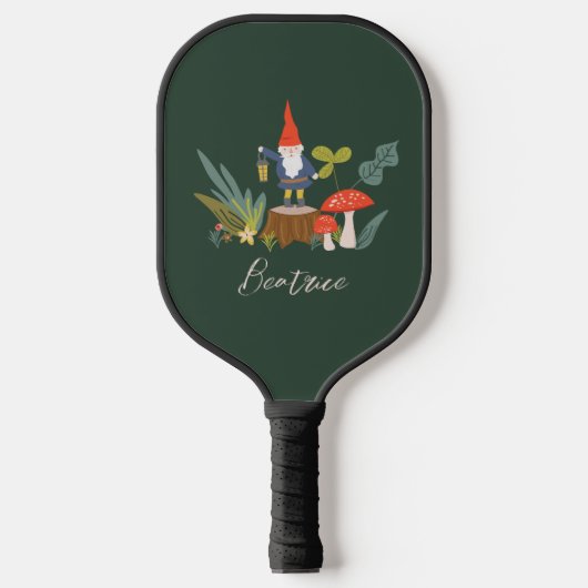 Woodland Gnome en Persoonlijke naam Pickleball Paddle (Voorkant)