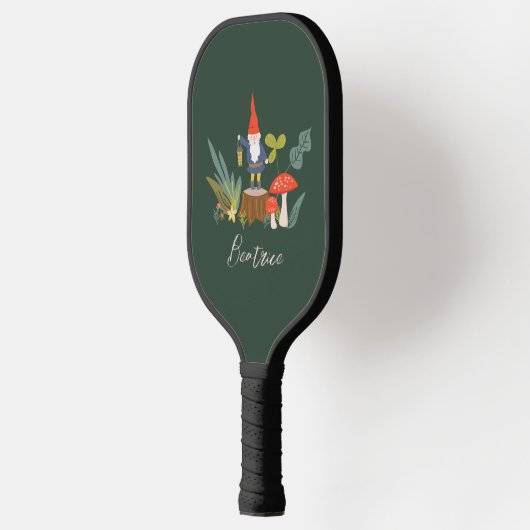 Woodland Gnome en Persoonlijke naam Pickleball Paddle (Links)