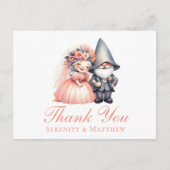 Woodland Gnome Garden Sinaasappel bruiloft Dank u Briefkaart (Voorkant)