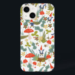 Woodland Gnomes Case-Mate iPhone 14 Hoesje<br><div class="desc">Filmvormig groen en rood bos met een door Shelby Allison ontworpen patroon met kleine stukjes gnoom,  paddenstoelen,  bloemen en bladeren.</div>