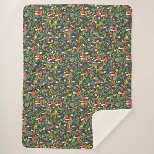 Woodland Gnomes & Mushrooms Sherpa Deken (Voorkant)