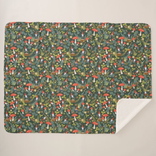 Woodland Gnomes & Mushrooms Sherpa Deken (Voorkant (horizontaal))