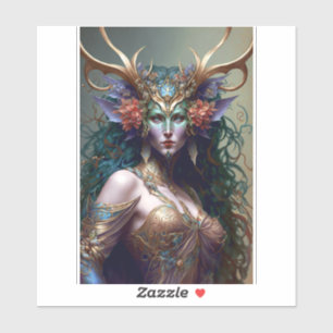 Woodland Goddess Fantasy Art Sticker
